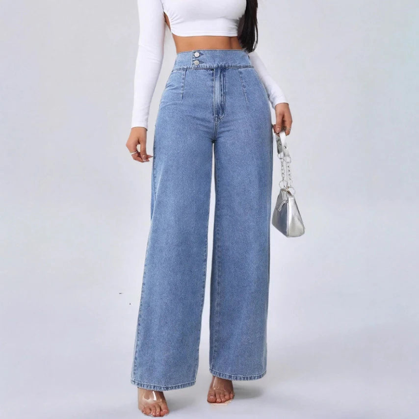 High-Waist Loose Straight-Leg Jeans – Effortless Sculpt & Street Style