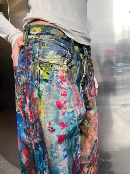 Multicolor Wide-Leg Pants